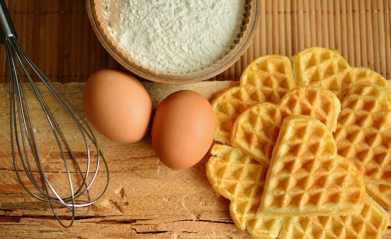 Belgian Waffles with Strawberries and Cream